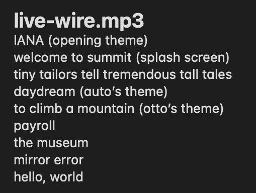 LiveWire OST Tracklist