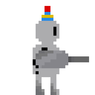 Robot-Man Shooting and Walking