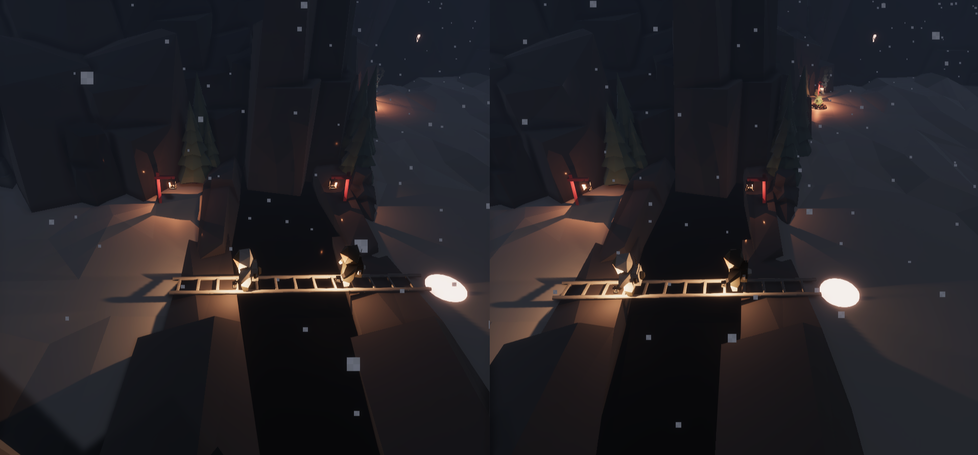 Players interacting with ladder gameplay element