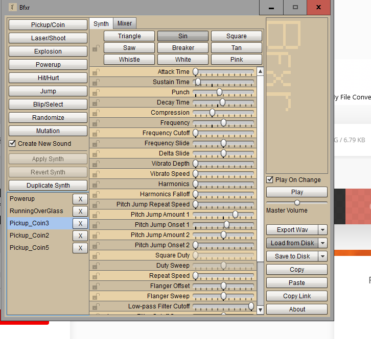 Screenshot of all sounds made