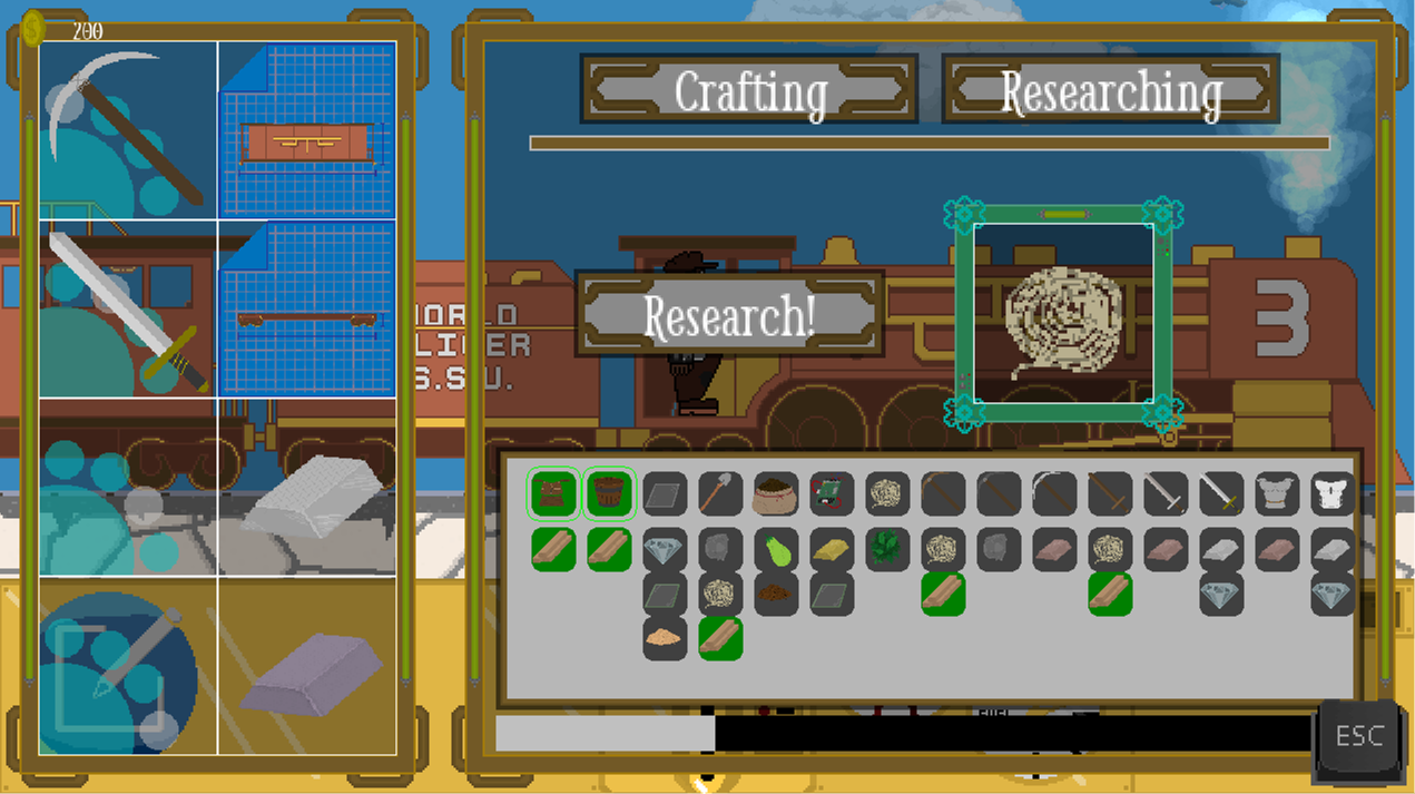 Research Menu With Twine Being Researched