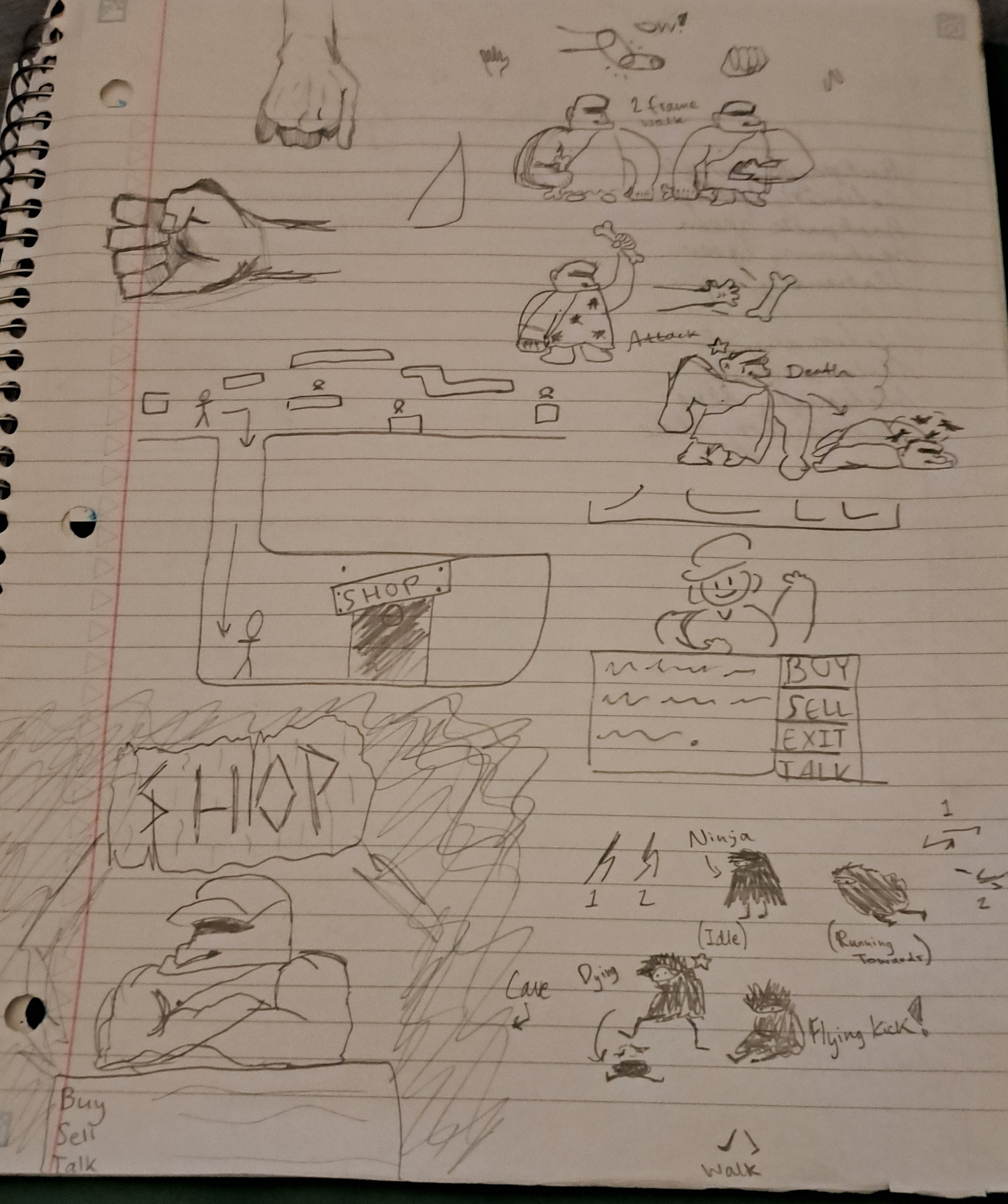 Some sketches the artist drew for the game