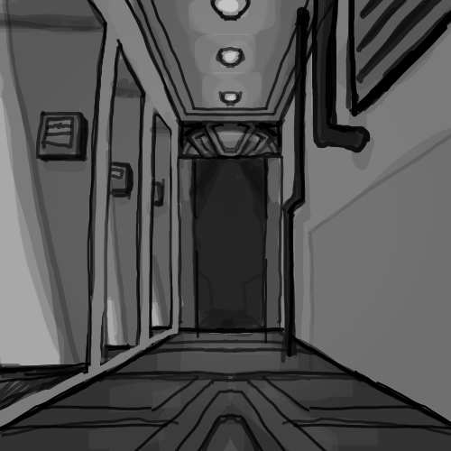Hallway to Tutorial Room by Sati