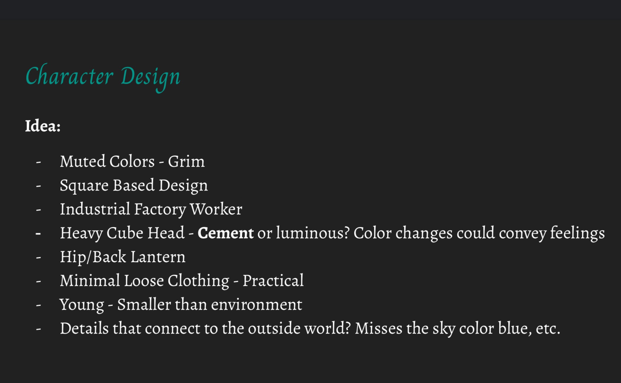 Project Slideshow Character Design