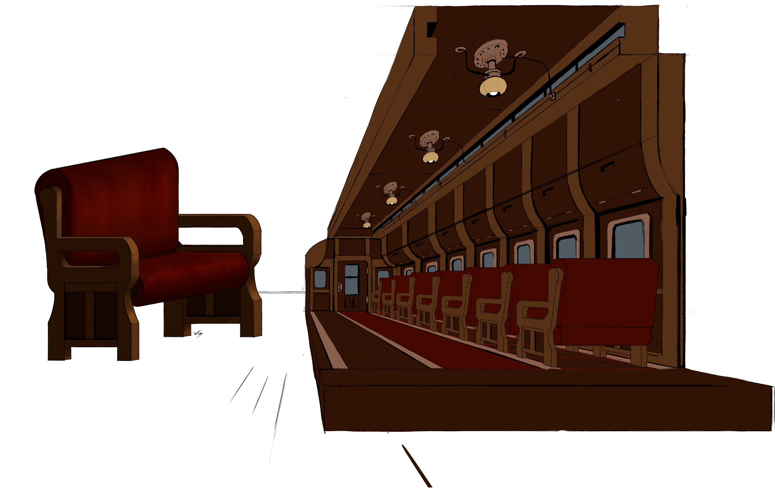 Train Interior - Passenger with chairs