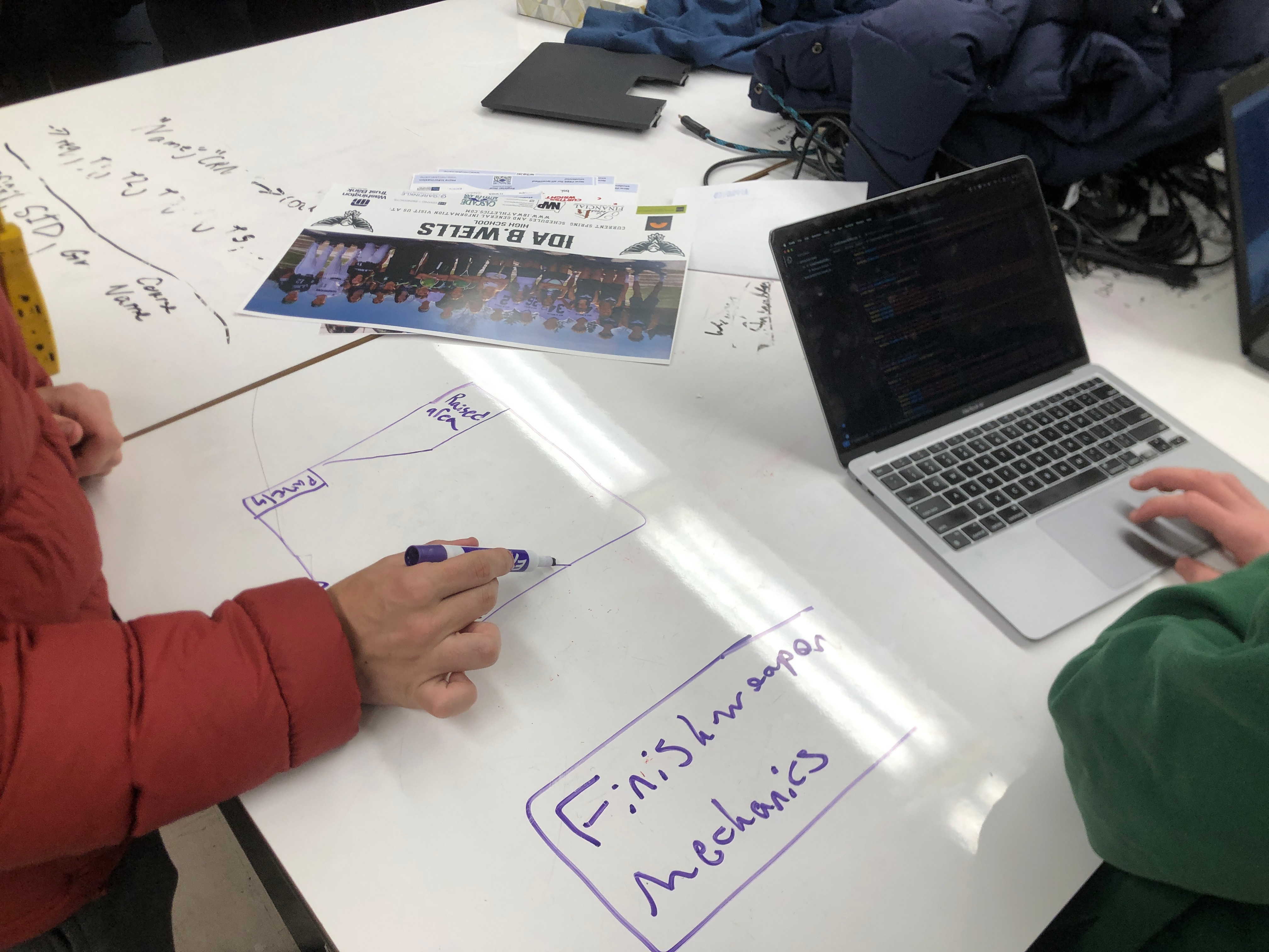 Talking about room design at meeting