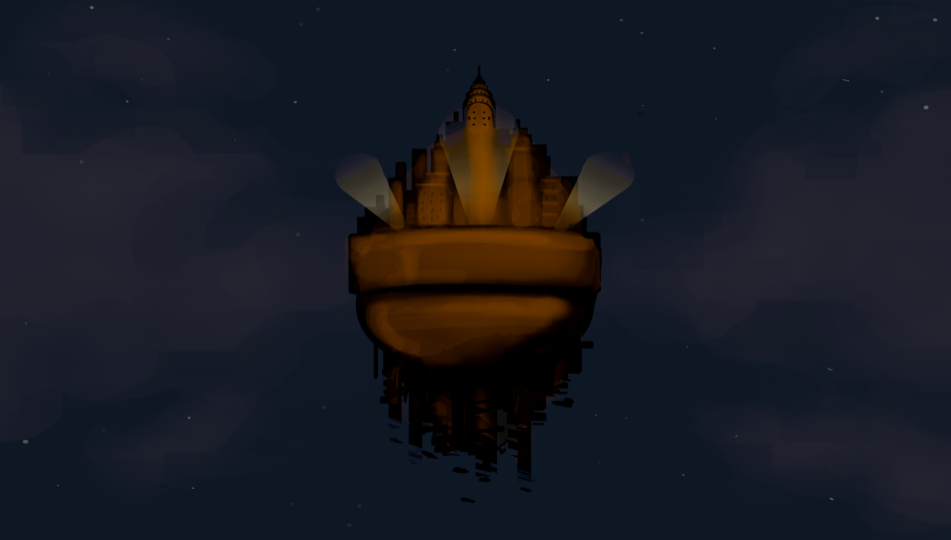 Utopian Sky City (Night) Concept by Sati