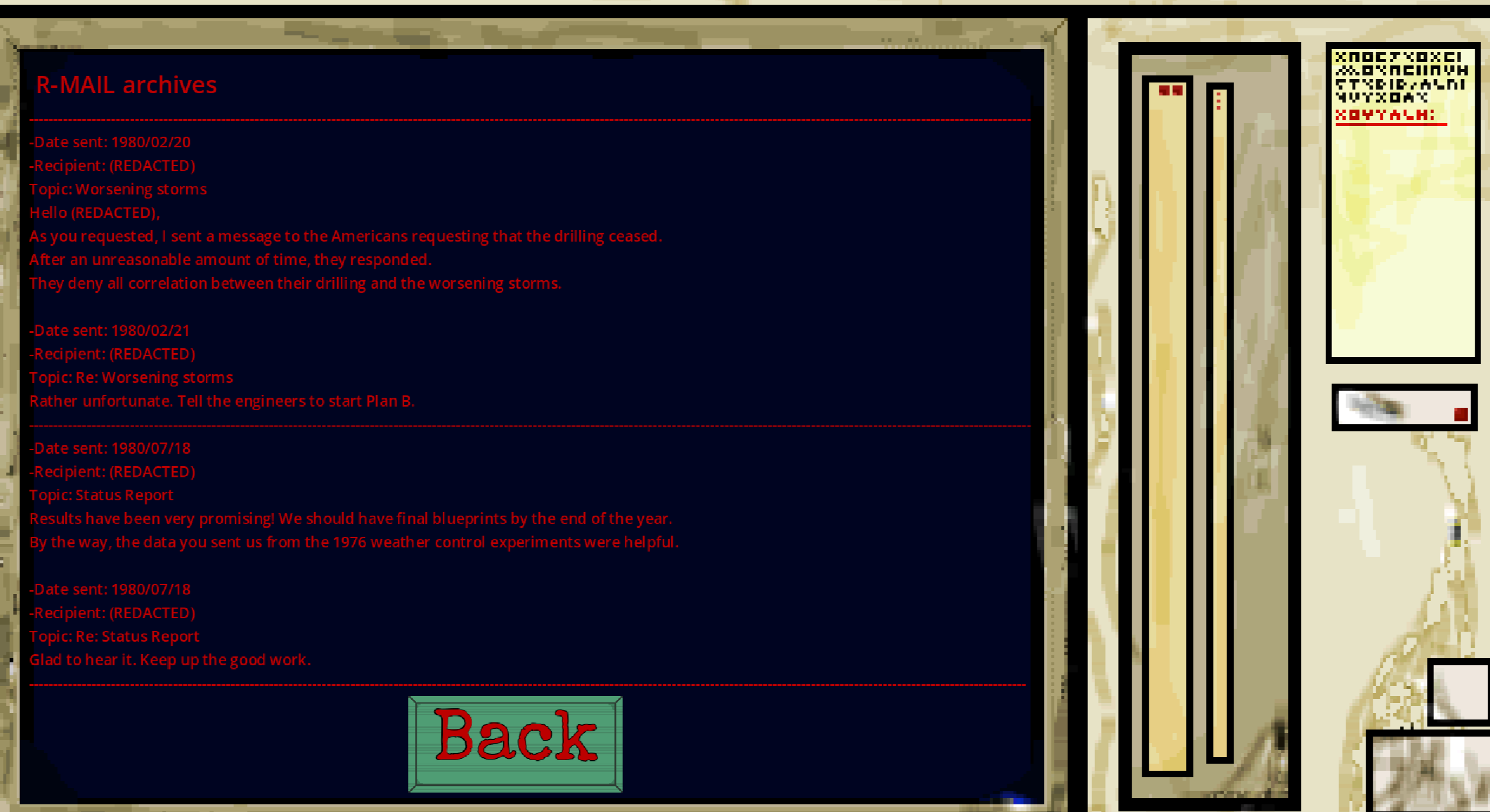 One of many logs the player can find