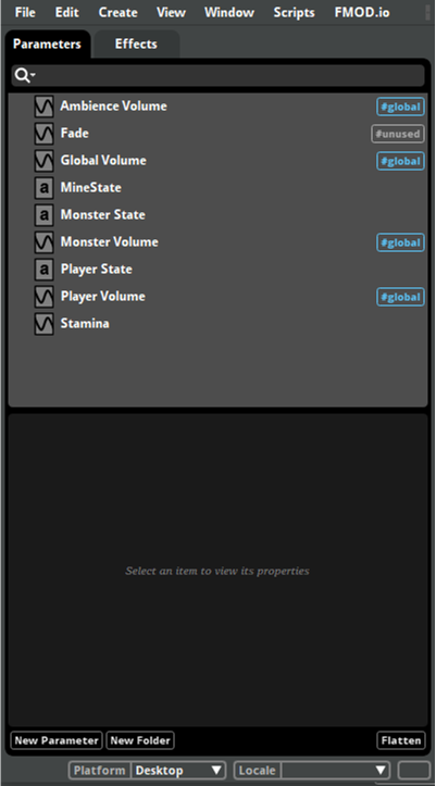 FMOD Studio Parameters
