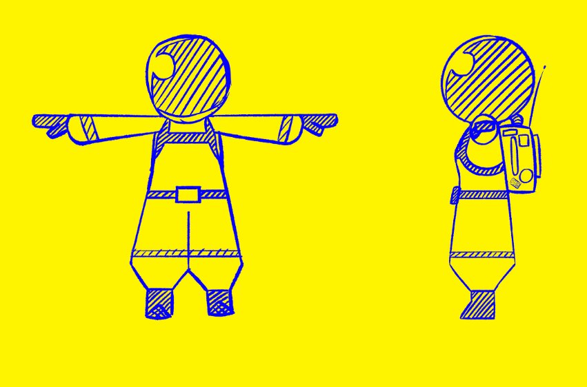 astronaut diagram + side view