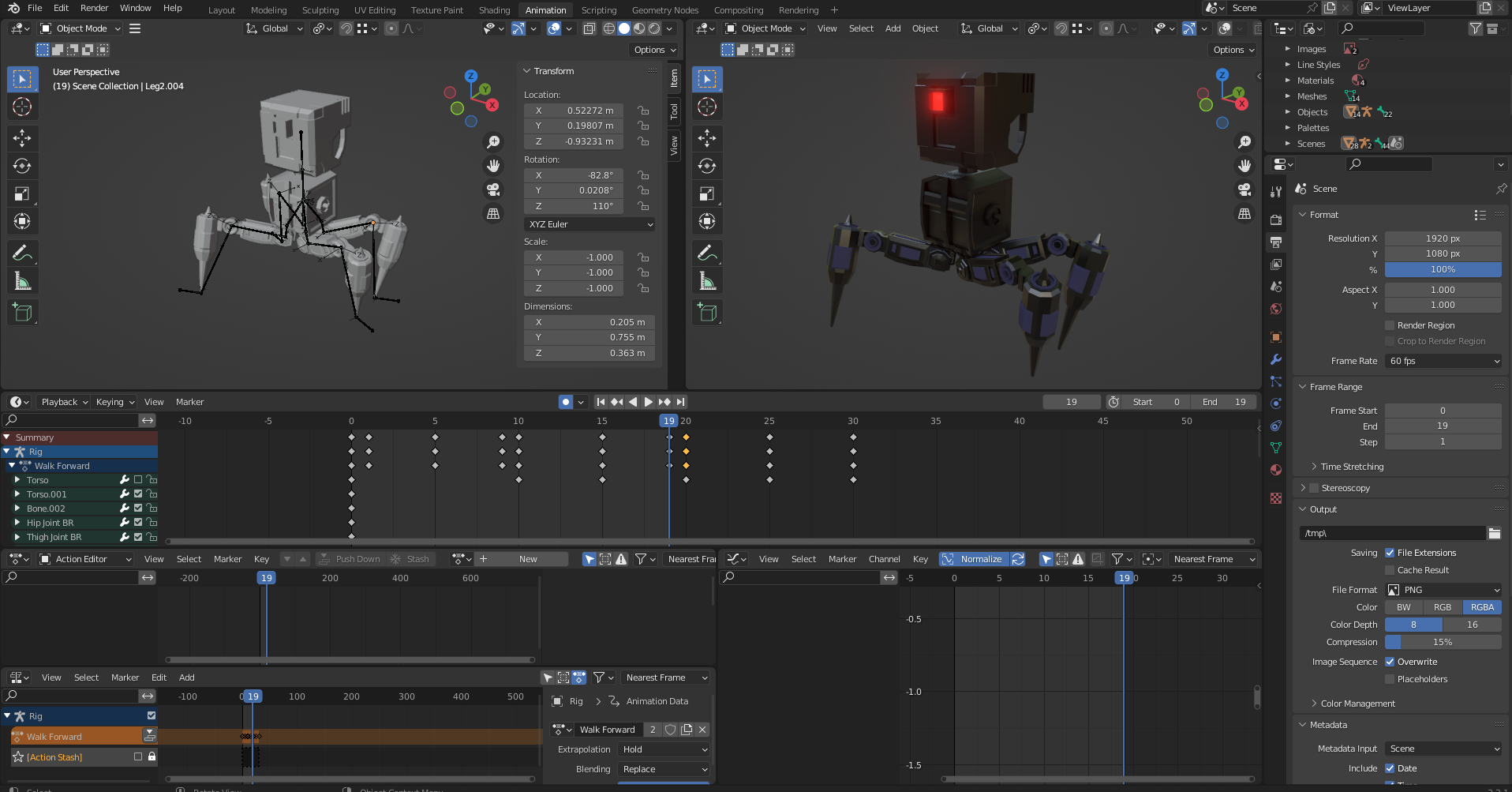 Animating robot walking