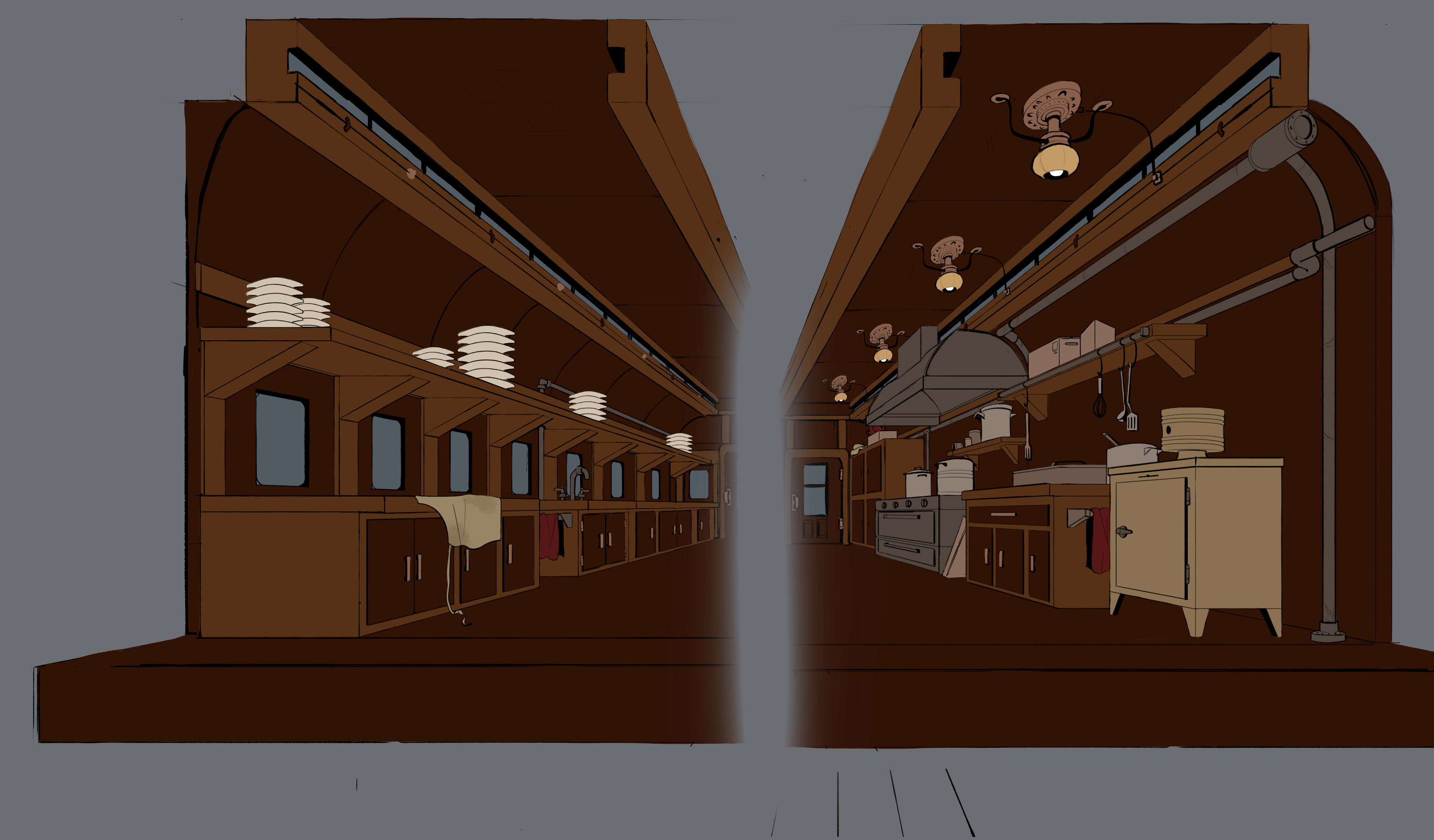 Train Interior - Kitchen