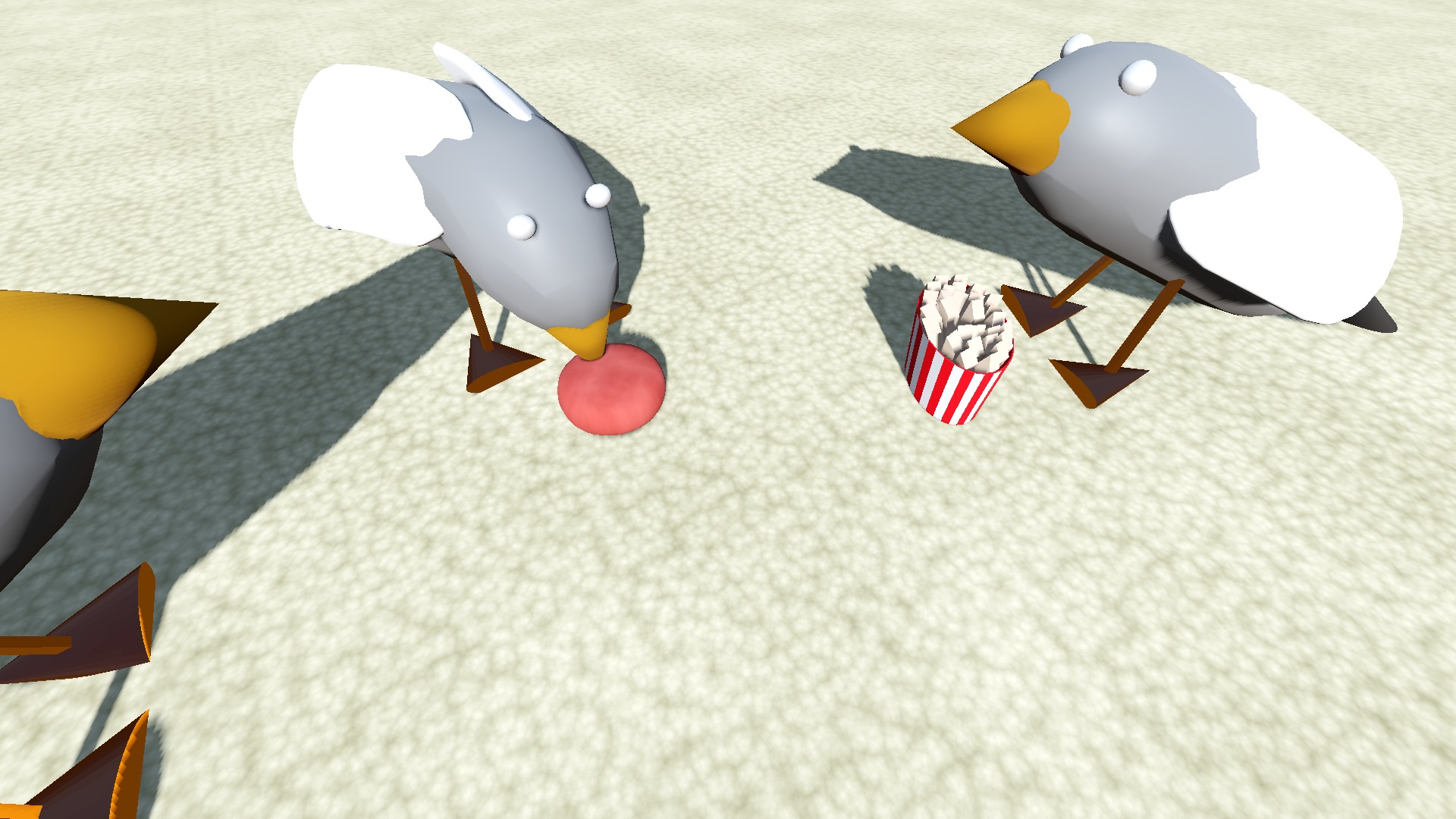 Birds eating leftover food