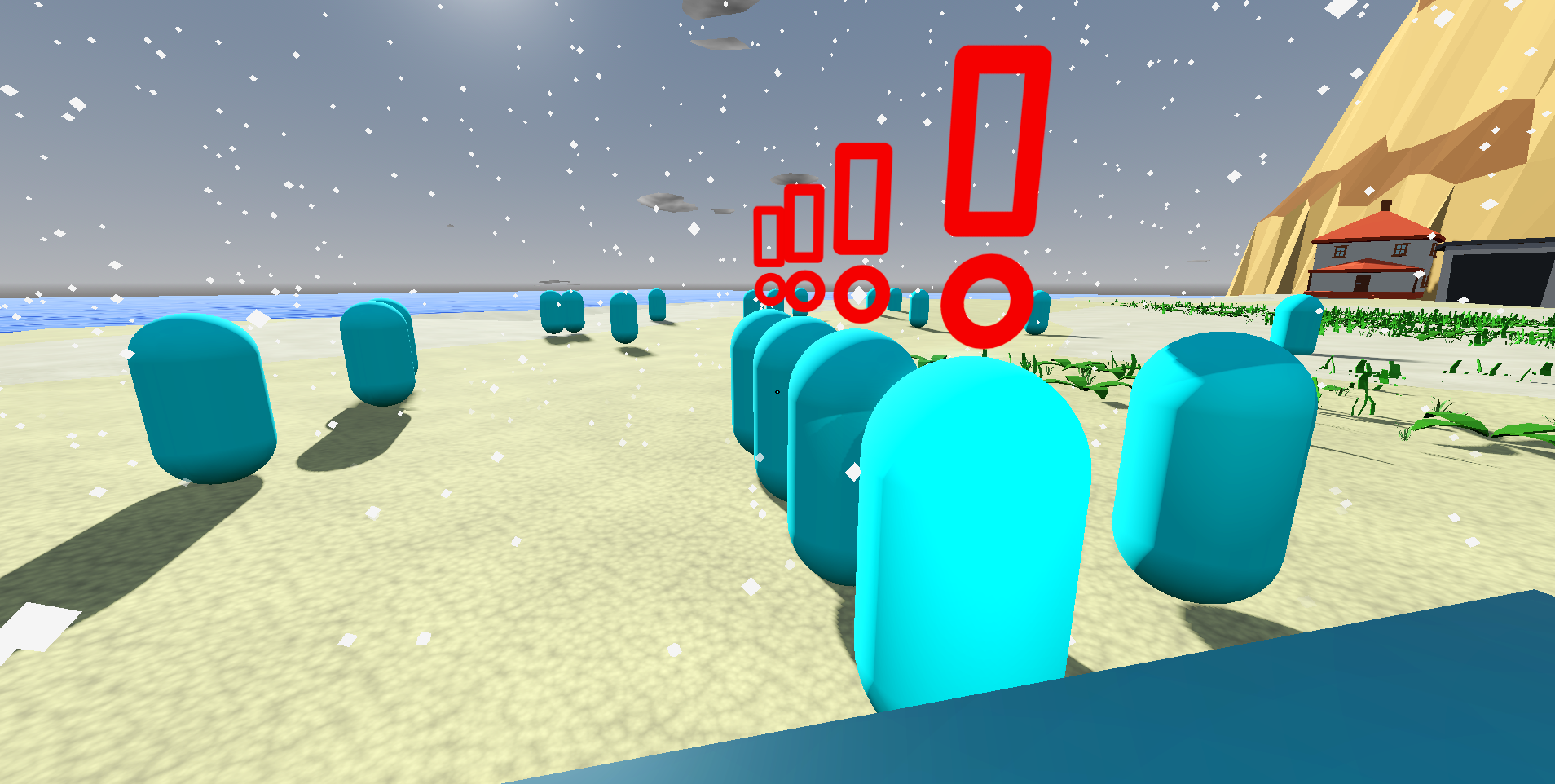 Customers waiting in line in the snow