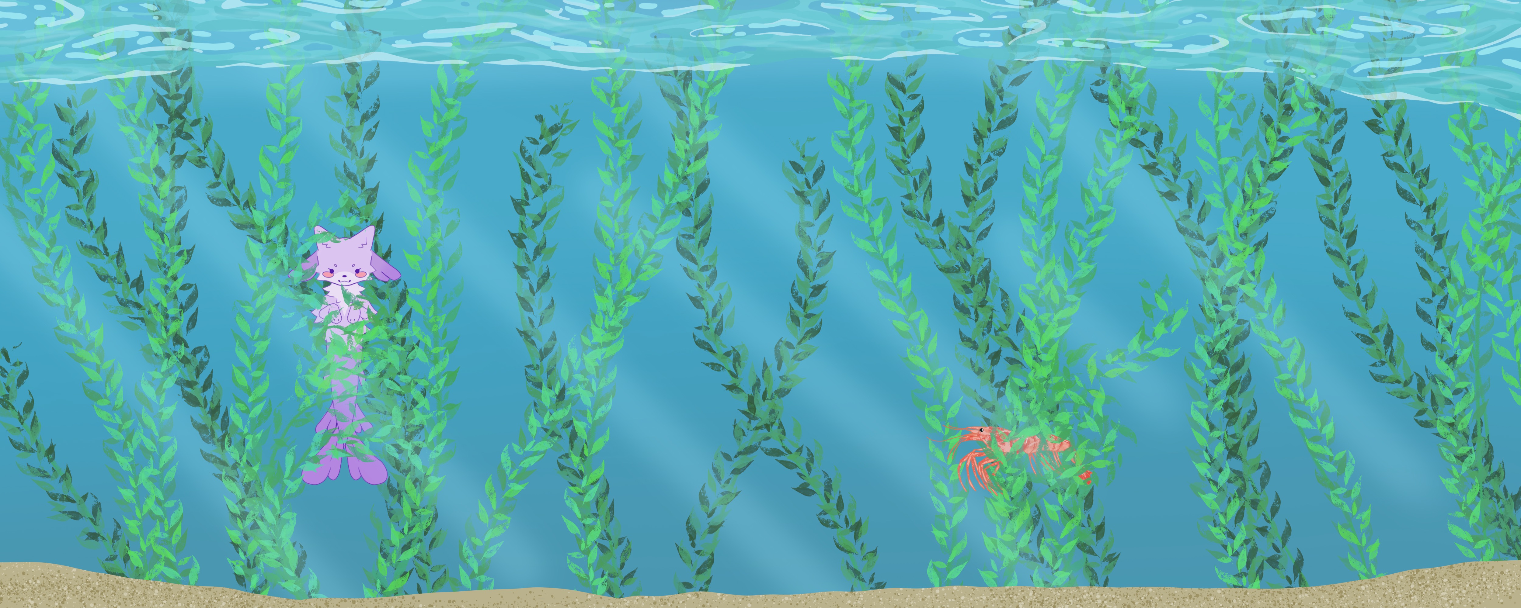 Kelp location with catfish and prawn 
